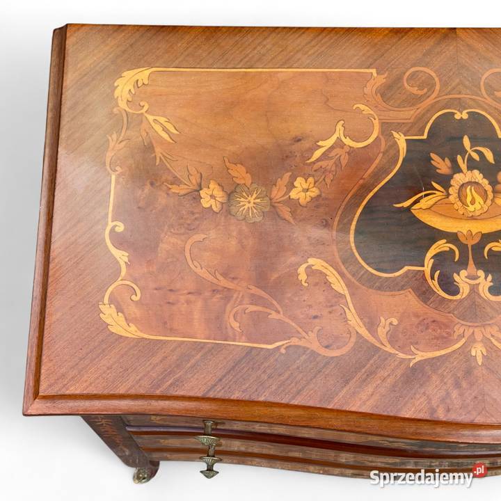 Intarsjowana komoda na giętych nogach 3 szuflady Gryfice sprzedam