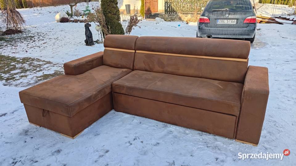 Narożnik Kolor Brązowy z Funkcją Spania dolnośląskie Zgorzelec