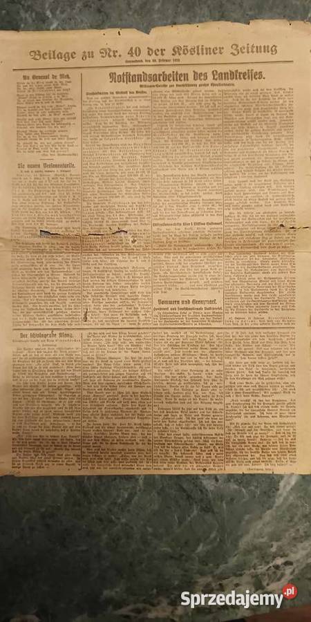 Gazeta historyczna niemiecka z Koszalina zachodniopomorskie Koszalin