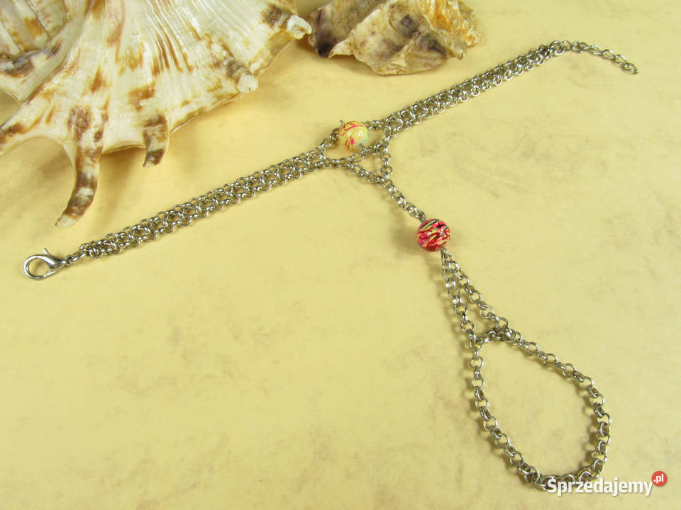 Bransoletka na palec łańcuszek koraliki srebrny Bransoletki Katowice