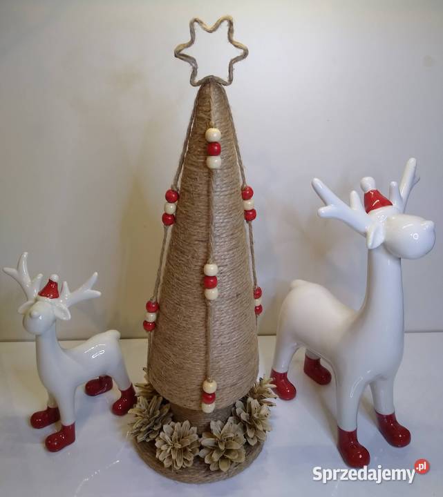 Choinka Ozdoba Juta Czerwono Kremowa Handmade inny kolor Gdańsk