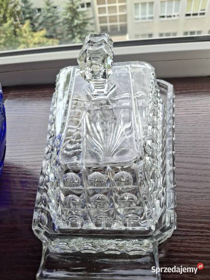 Kryształowa serownica kryształ z PRL Porcelana i szkło mazowieckie Warszawa