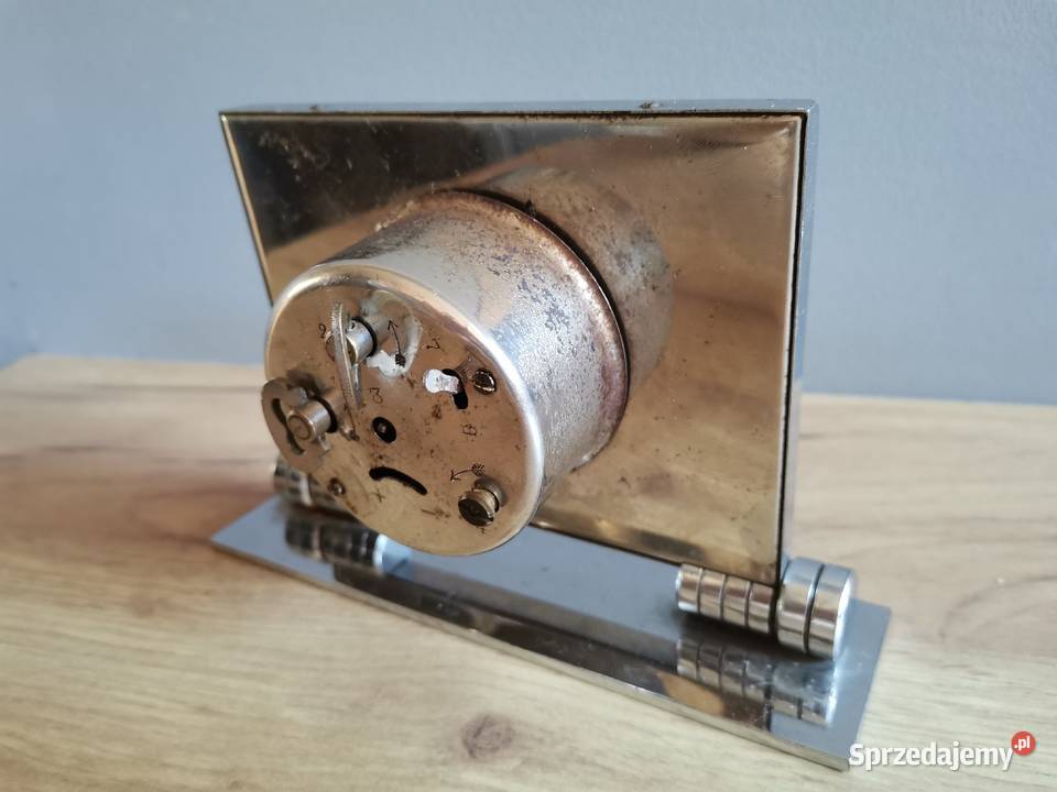 Stary przedwojenny zegar budzik gabinetowy Art Katowice