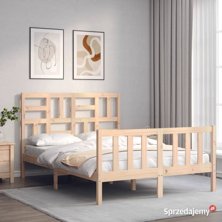 Rama łóżka z wezgłowiem lite drewno WM3193046 Warszawa