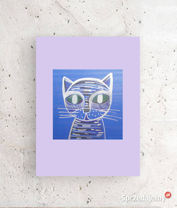 mały obraz z kotem kot rysunek 21x30 kotek Łódź