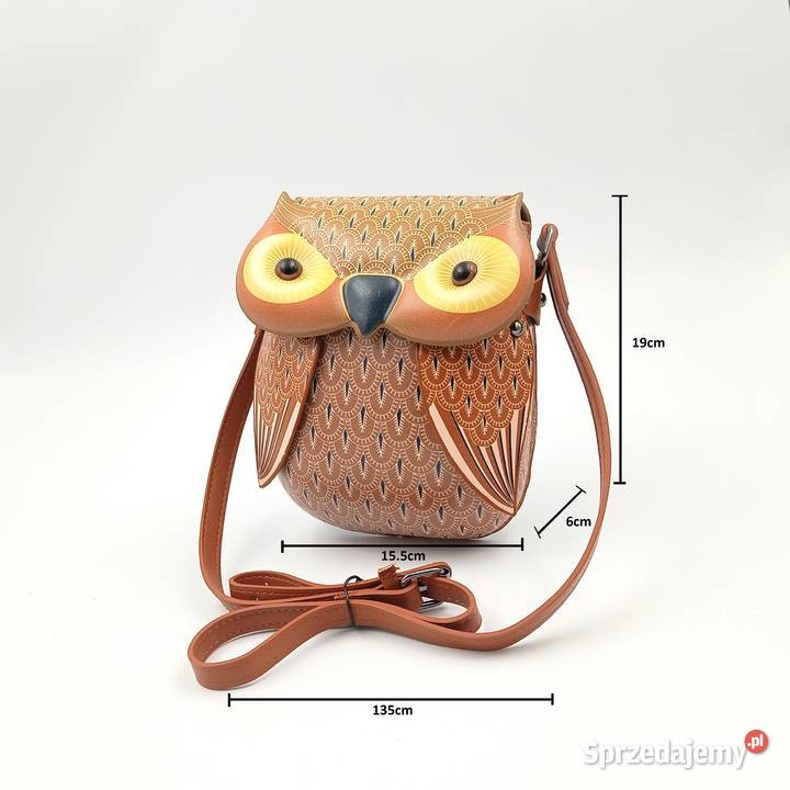 Torebka damska skórzana na ramie brązowa sowa Torby i torebki Zawiercie sprzedam