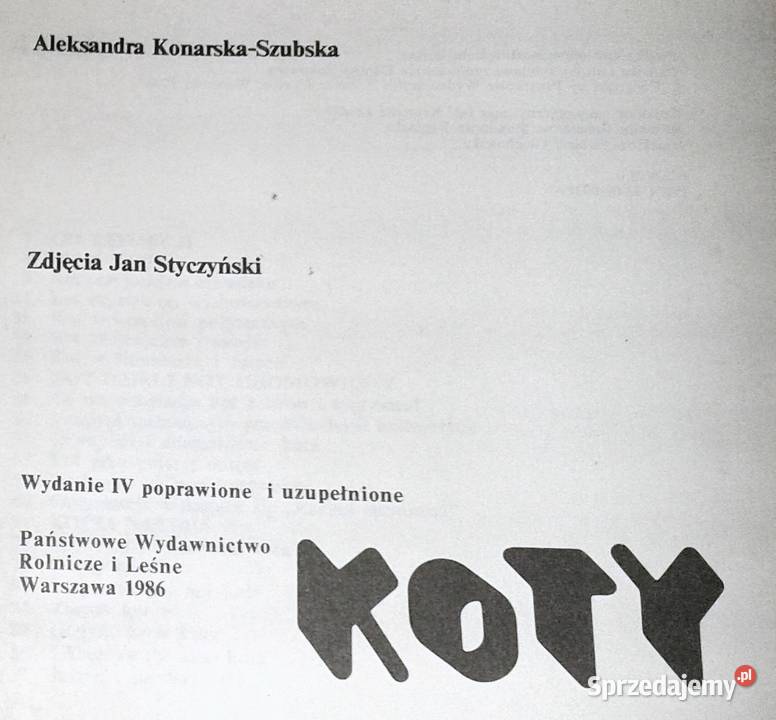 Koty Aleksandra KonarskaSzubska Rok wydania 1986 Chełm