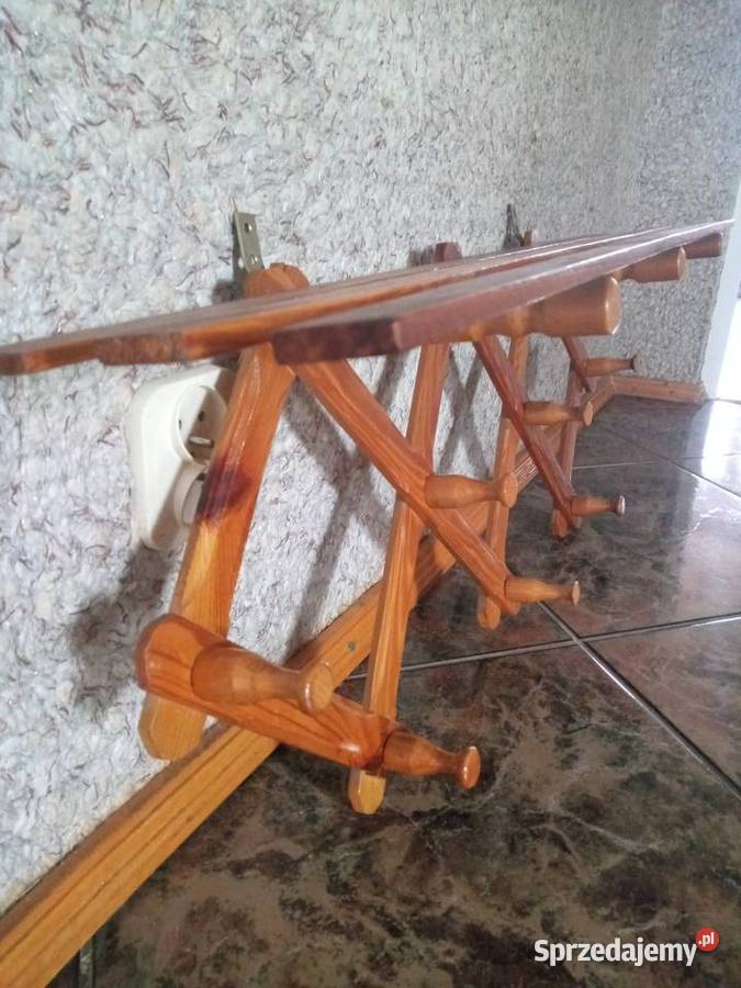 Wieszak drewniany z półką 7 uchwytów Uchwyty i wieszaki Pyrzyce