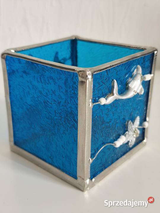 Szklany lampion witrażowy motyw morski Tiffany