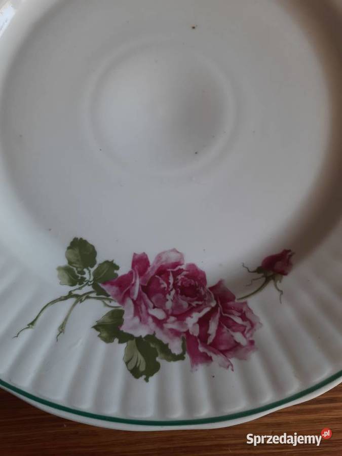 Ceramika Włocławek duży talerz w bordowe róże Morąg sprzedam