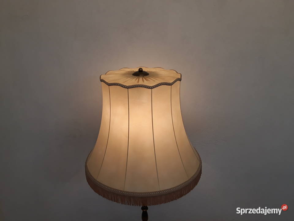 Lampa podłogowa mosiężna z abażurem Olkusz
