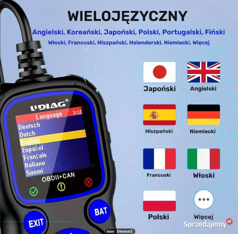 Tester diagnostyczny ODB2 Udiag CR720 menu