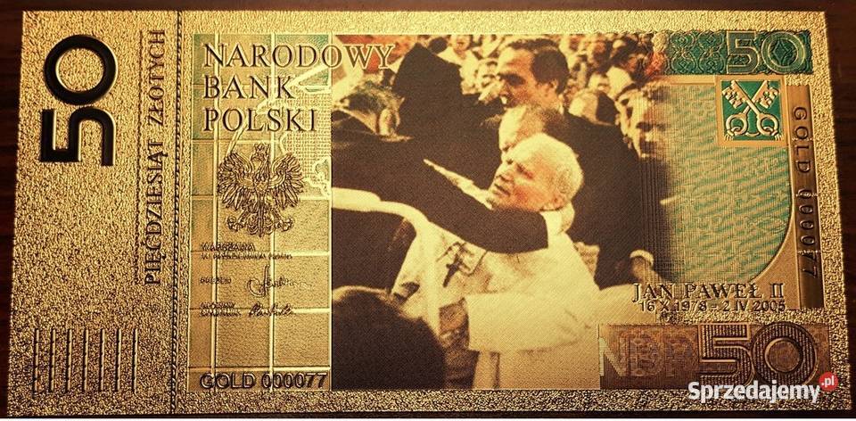 Złoty Banknot Jan Paweł II Ali Agca 13 maj 1981 Numizmatyka Sosnowiec sprzedam