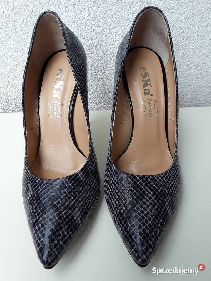 Skórzane lakierowane szpilki r38 25cm Czółenka Warszawa