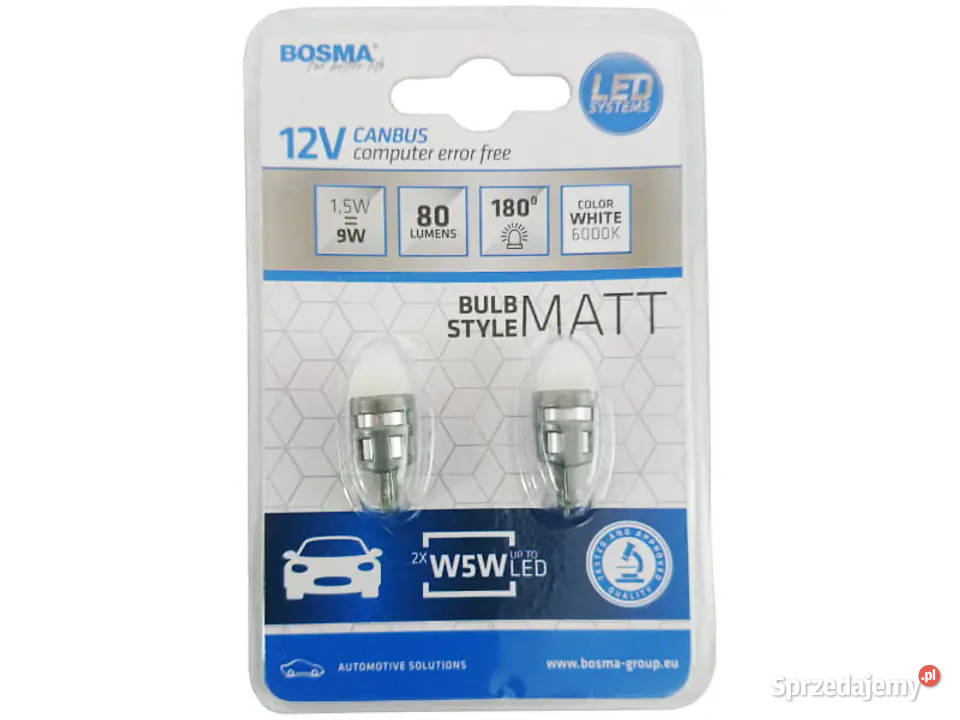 Żarówki Bosma W5W LED 6000K komplet 2 sztuki śląskie