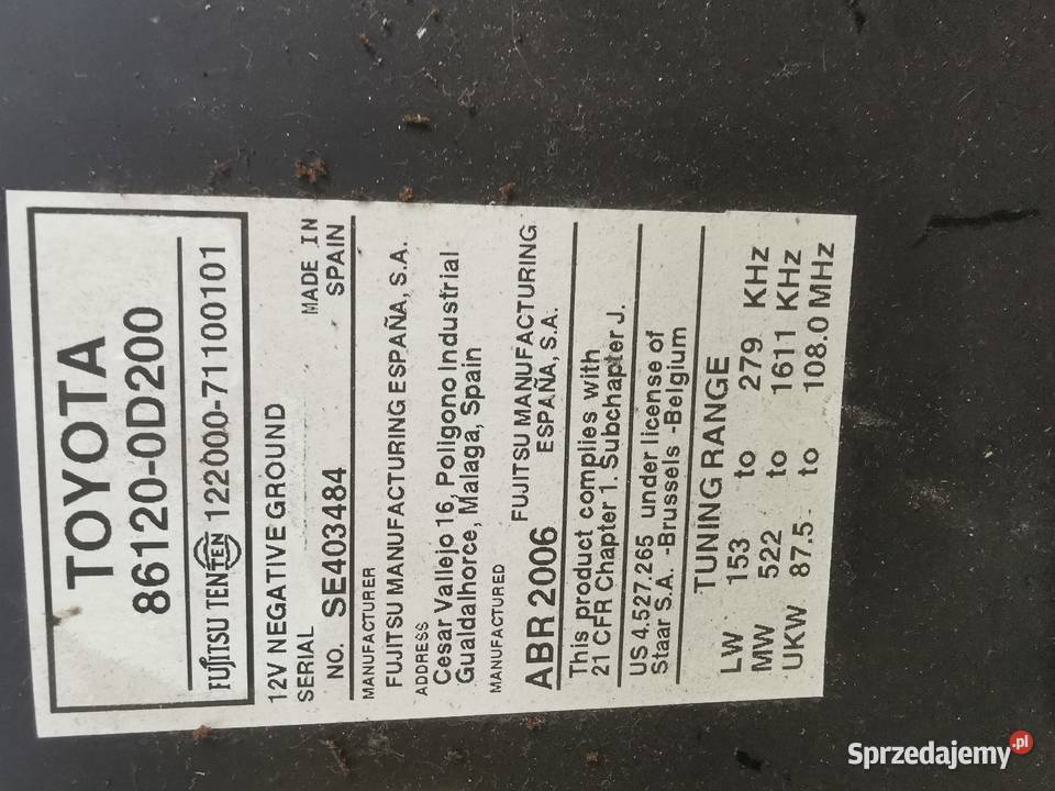 Radio toyota yaris Żarówka