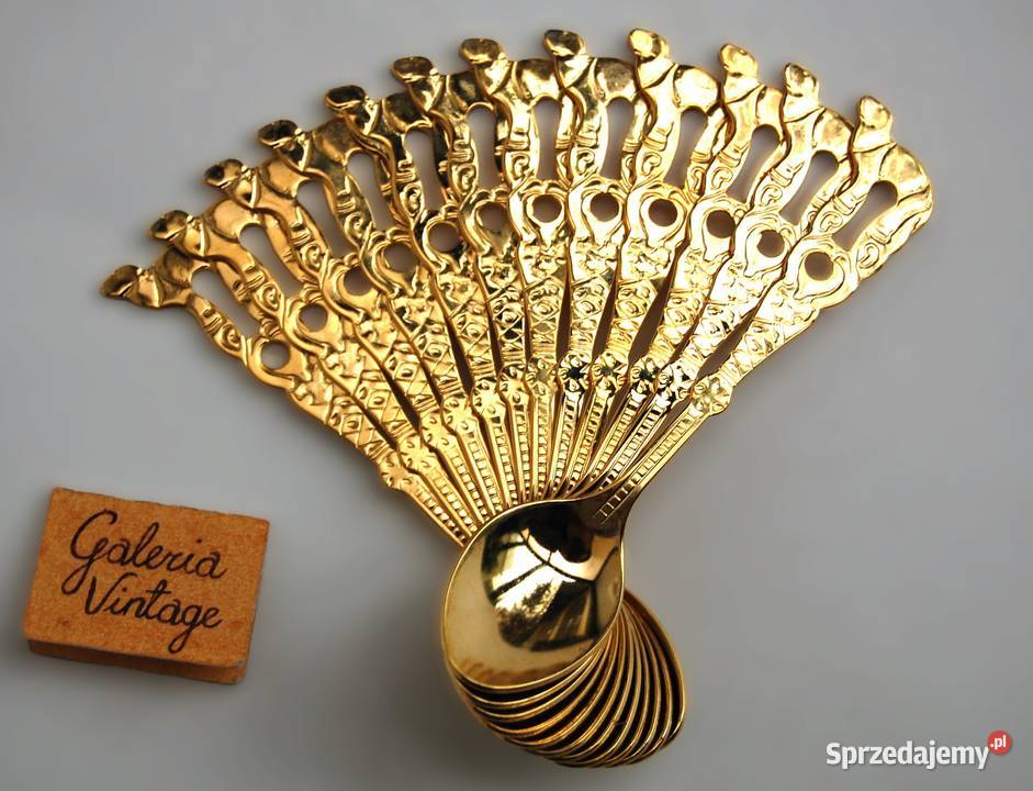 Platerowane złotem złote łyżeczki do kawy 12 Lublin sprzedam