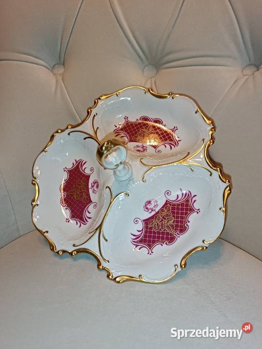 Pirkenhammer Piękny burgundowy kabaret patera Patery sprzedam