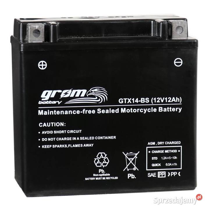 Akumulator motocyklowy GROM GTX14BS YTX14BS 12V Tczew