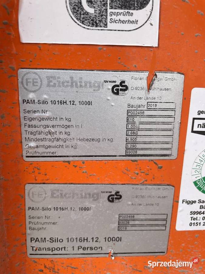 Pojemnik dźwigowy z podestem zbiornik do betonu