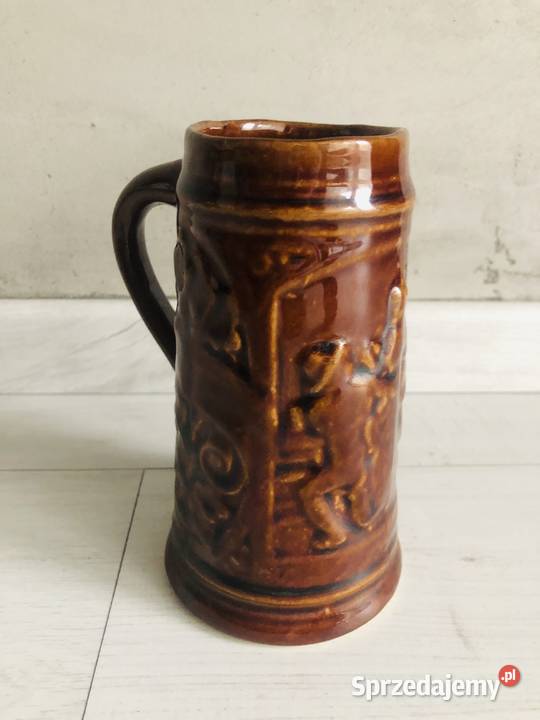 NOWY Kufel z czasów PRL brązowy z uchem