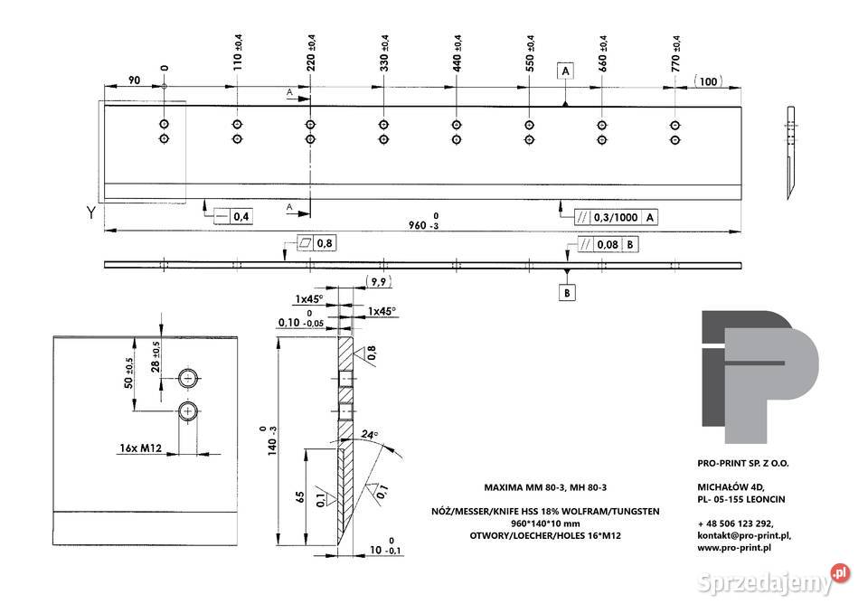 MAXIMA MH 78 MAXIMA MHMM 803 NÓŻ HSS 18 WOLFRAM Warszawa