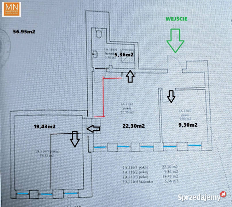 Do sprzedaży mieszkanie 57m2 4 pok Kraków blok