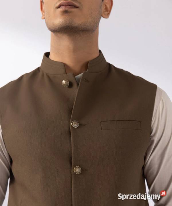 Kamizelka męska Nehru jacket L ciepły brąz zachodniopomorskie Szczecin