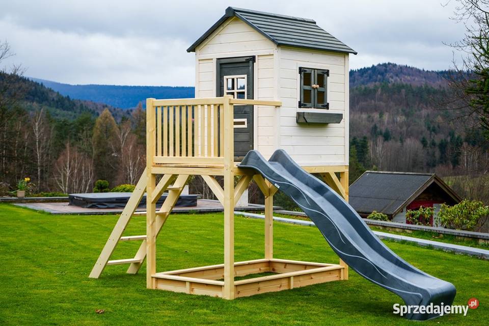 Drewniany domek ogrodowy dzieci z podestem III Zabawki ogrodowe Trzemeśnia sprzedam