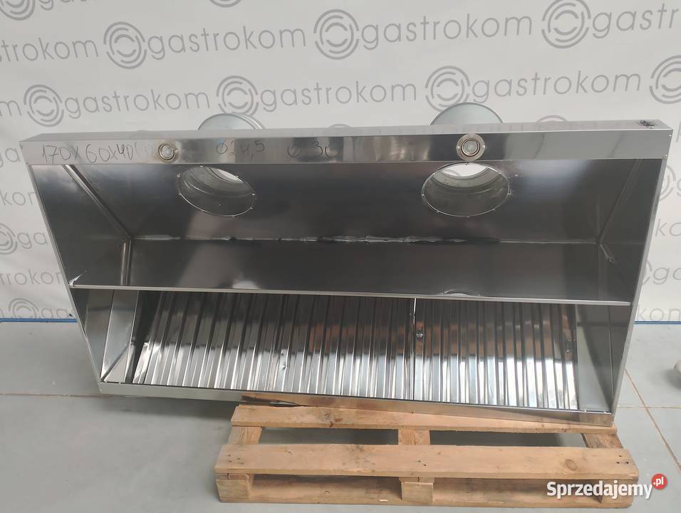 Okap przyścienny trapezowy z łapaczami