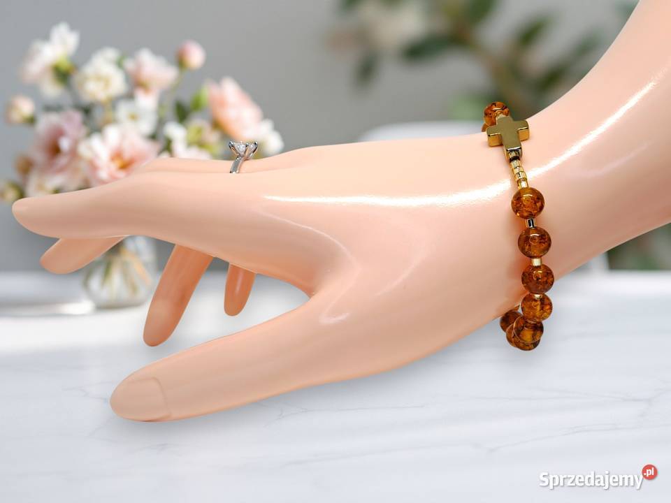 Bransoletka dziesiątka różańca z bursztynu