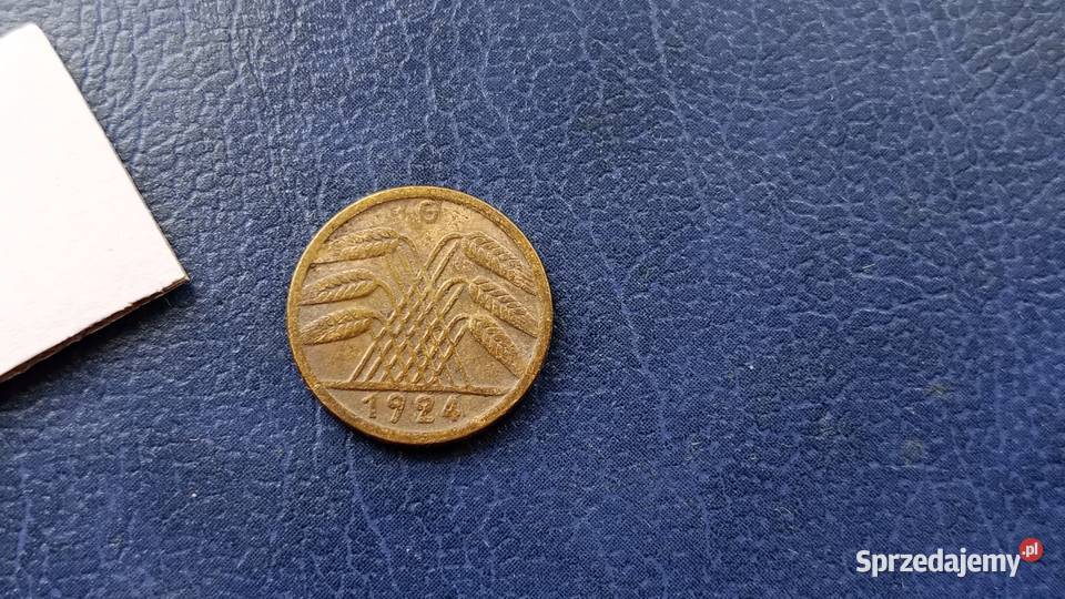 Stare monety 5 reichsfenig 1924 G NIemcy Numizmatyka Lesko