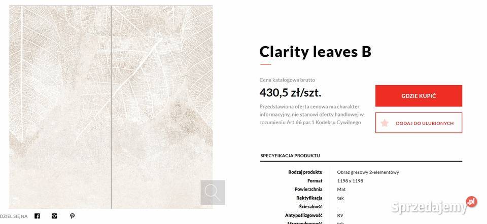 Domino Clarity Leaves B 12060 część lewa łódzkie Łódź sprzedam