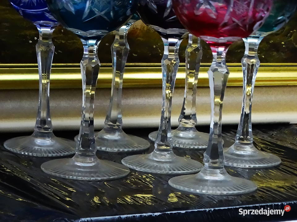 Kieliszki kryształowe kolorowe zestaw 7 sztuk Biłgoraj