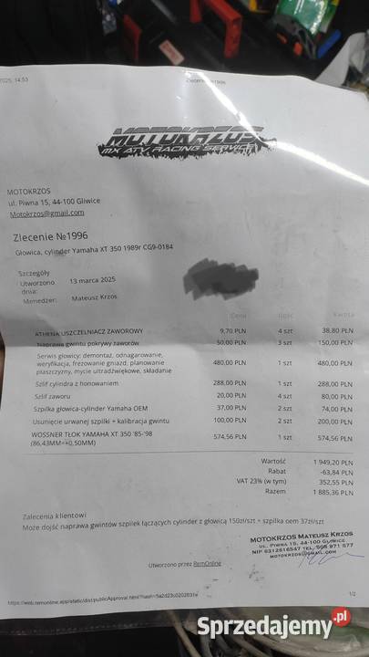 Yamaha xt350 1989 śląskie