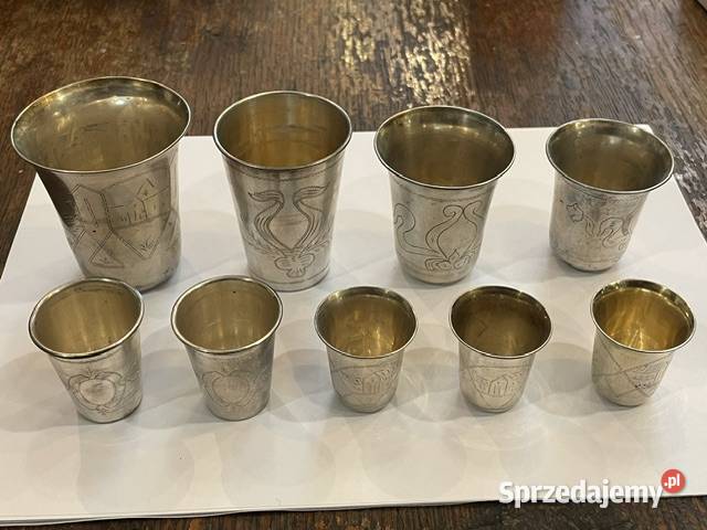 Zestaw 10 srebrnych kubków kidduszowych Rosja Kraków