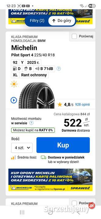 Opony letnie nowe Michelin Pilot Sport 4 2025r Motoryzacja zachodniopomorskie Koszalin sprzedam