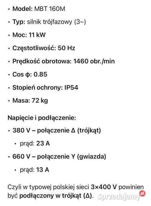 Silnik trzyfazowy 11kW Gorysze