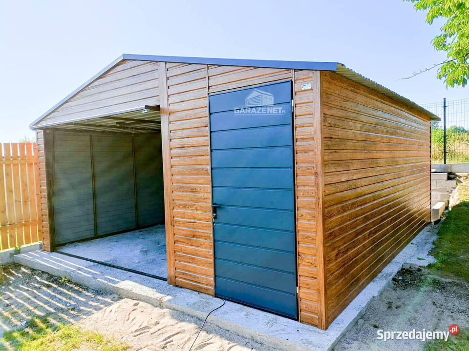 GARAŻ BLASZANY 5m x 5m DWUSPAD BRAMA UCHYLNA Domki narzędziowe Łapanów