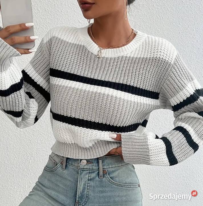 Sweter damski XL szary/srebrny