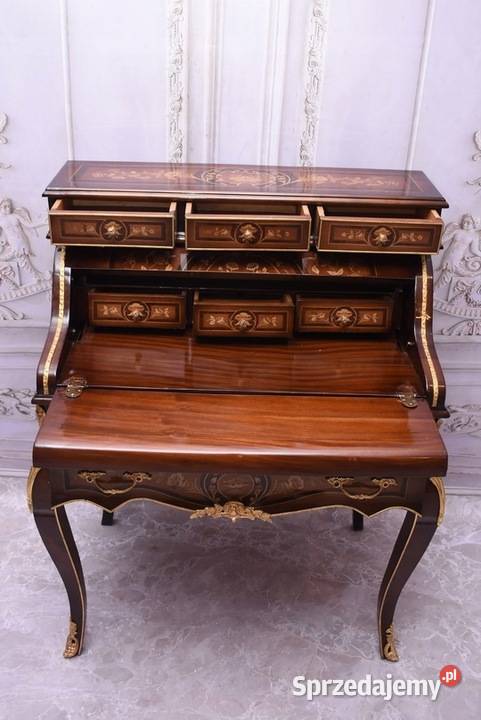 Sekretera Biurko Intarsjowane Sekretarzyk Komoda