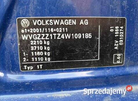 Syndyk sprzeda Volkswagen Touran 20 manualna Szczecin