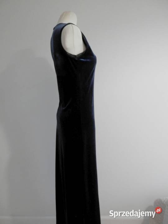 Sukienka Długa Aksamitna Balowa Wieczorowa Łomża