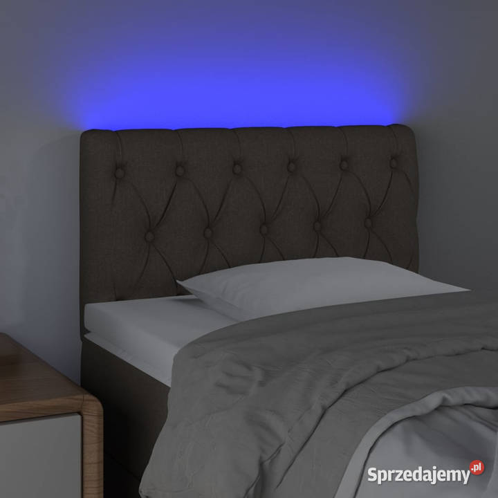 Zagłówek do łóżka z LED taupe 80x7x7888 tkanina Warszawa