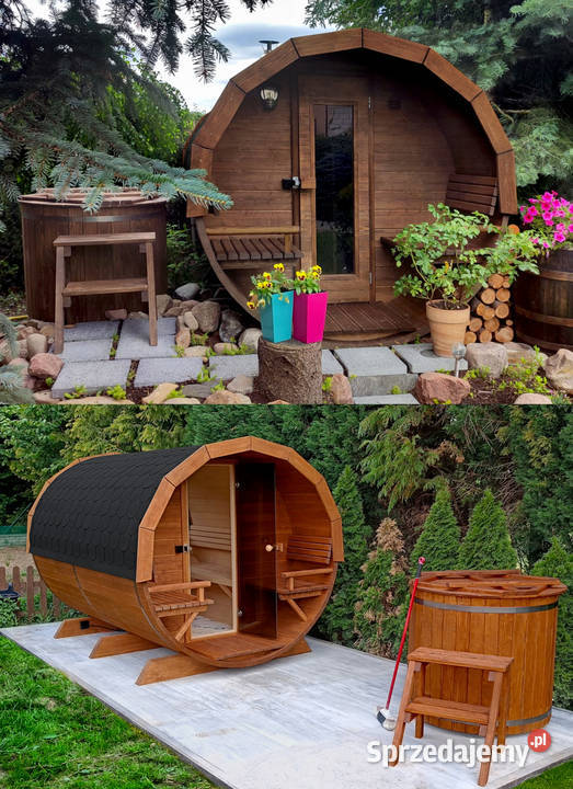 SAUNA Ogrodowa 300 PRZEDSIONEK zew Beczka 500L Nowy Targ