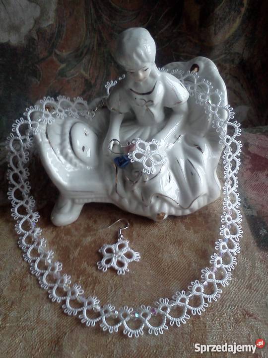 Komplet biżuterii frywolitkowej małopolskie Wiśniowa