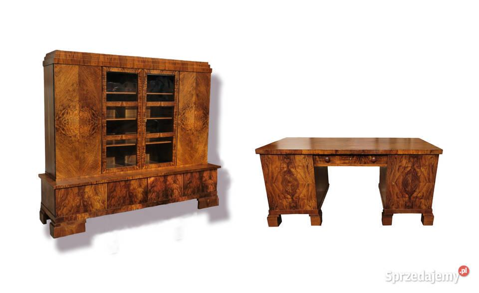 Komplet gabinetowy Art Deco 1930r Biurko dolnośląskie Wrocław