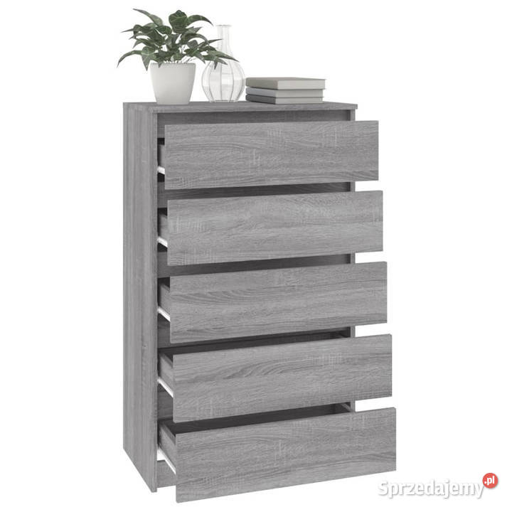 Komoda szary dąb sonoma 60x36x103 materiał