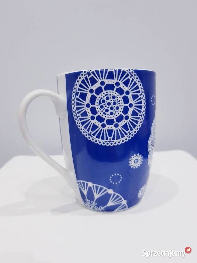 Kubek ceramiczny z imitacją haftu Dąbrowa Górnicza