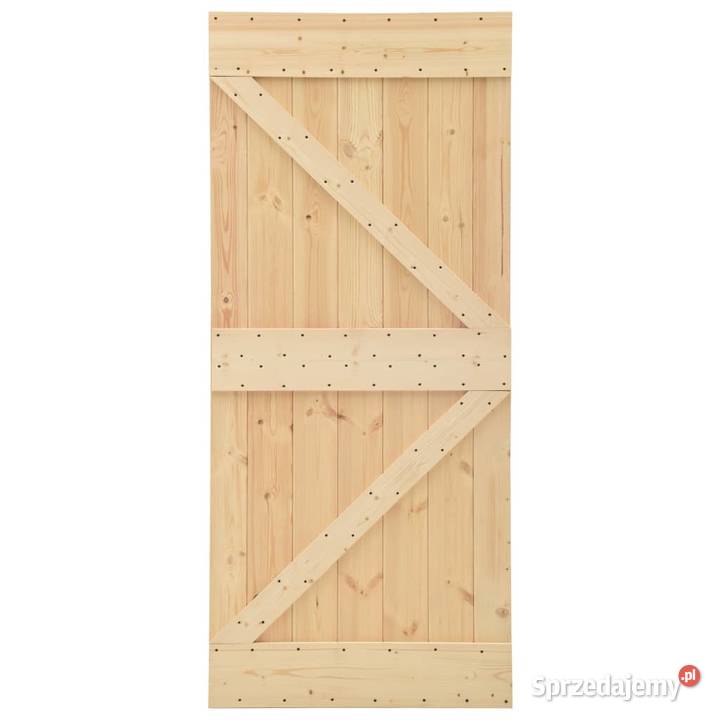 vidaXL Drzwi przesuwne z osprzętem 90x210 lite